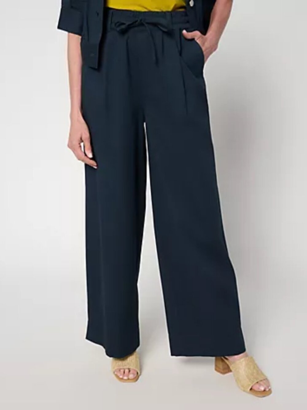 Carla Rockmore Petite Stretch Twill Straight Safari Pant, Midnight Sz PM a697403